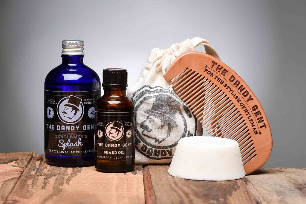 Beard grooming products featuring a personalised beard comb by Original Monkey Gifts.