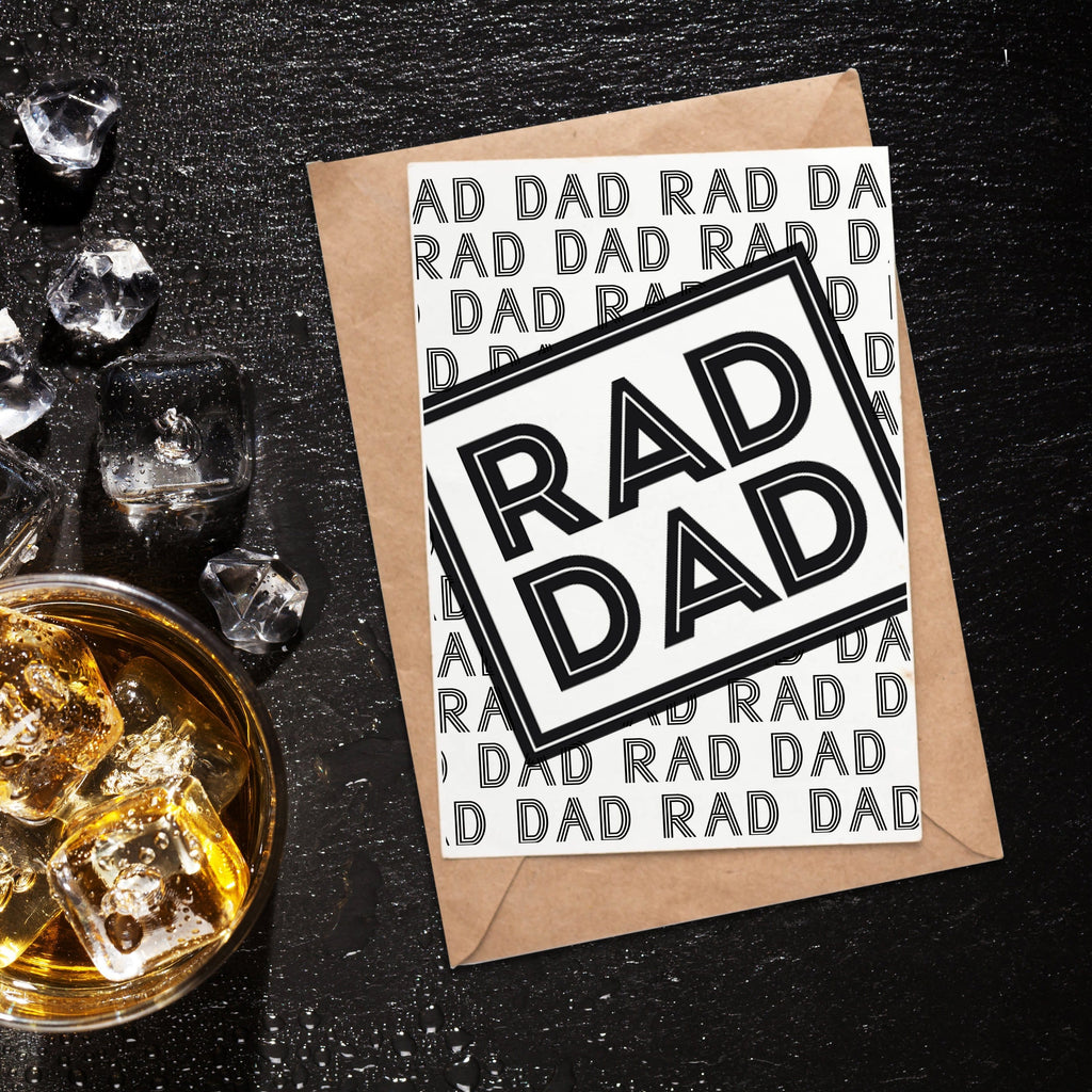 Card with text that reads 'Rad Dad' by Original Monkey Gifts.