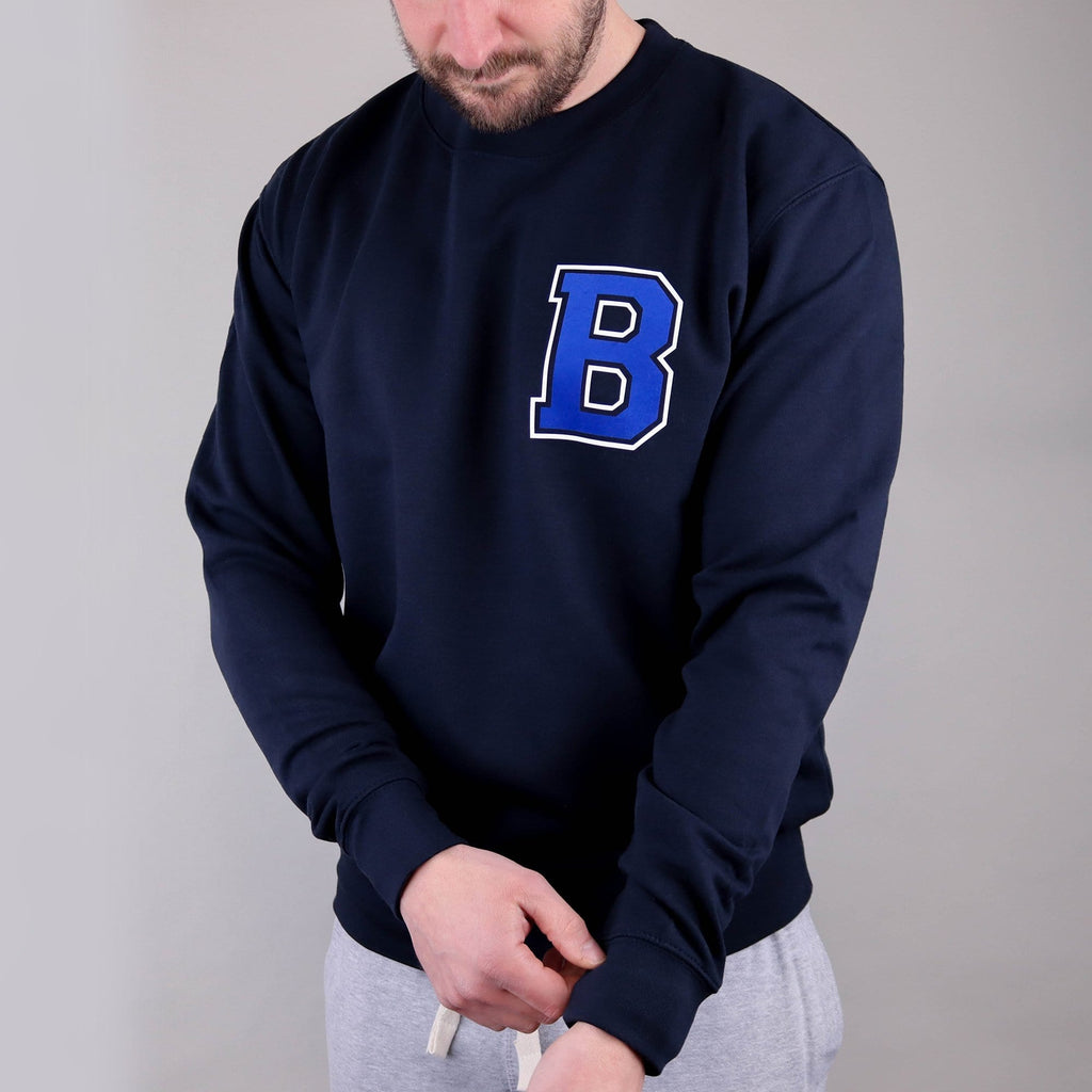 MENS NAVY BLUE COLLEGE STYLE SWEATER